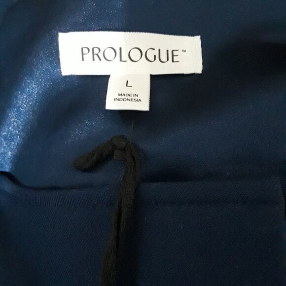 Prologue Navy Blue Women's Belted Front-Buttoned Closure Dress Size Large NWT - Picture 3 of 5